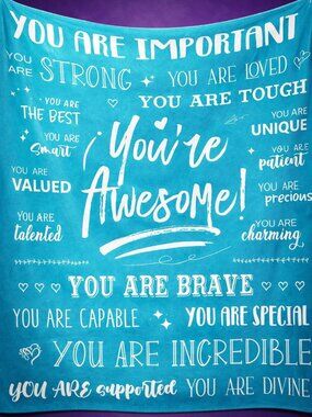 Motivational Affirmation Throw Blanket “You Are Awesome” Positive Gift